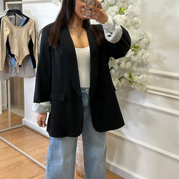 Blazer com Forro Listrado Preto