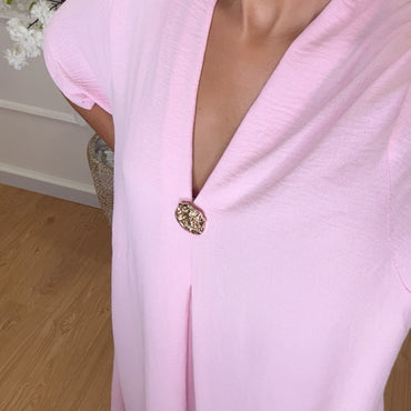 Tunica Oversize Rosa Claro