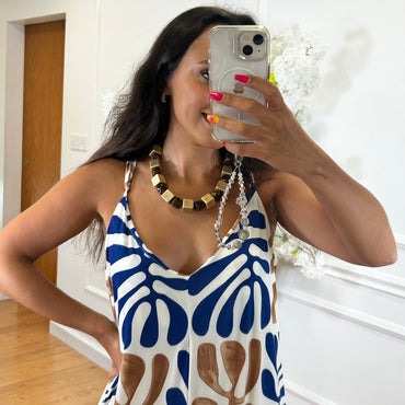 Macacão Lycra Estampado Azul Marinho