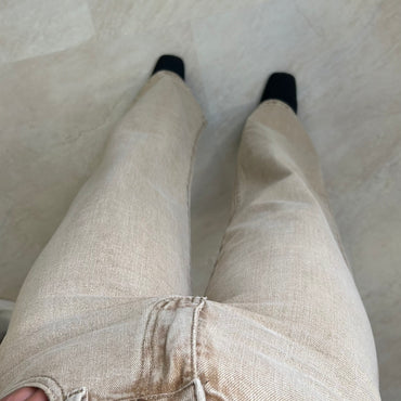 Calça de Ganga Wide Leg REDIAL Bege escuro