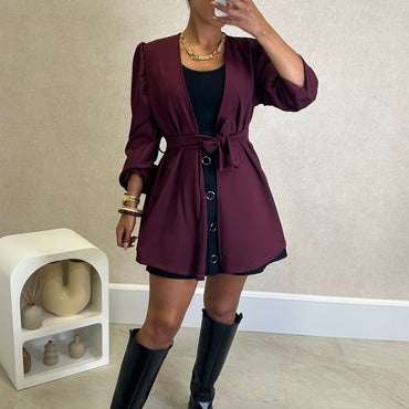 Blusa/Blazer Acetinado Bordeaux