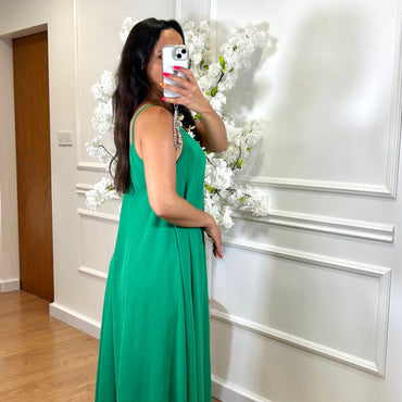 Vestido oversize de alças Verde Bandeira