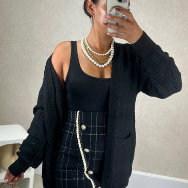 Casaco de malha comprido Preto