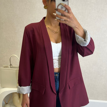 Blazer com Forro Listrado Bordeaux