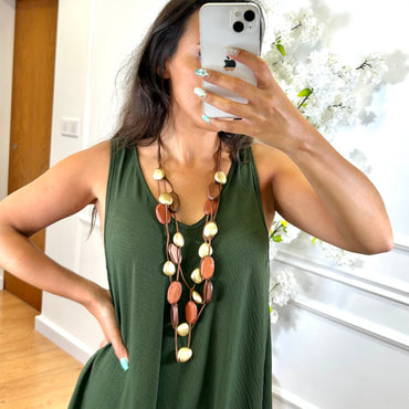 Vestido Midi com alça larga Verde Seco