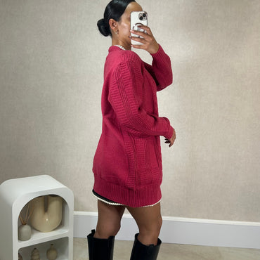 Casaco de malha comprido Rosa