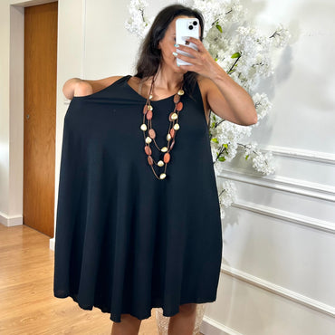 Vestido Midi com alça larga Preto