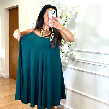 Vestido Midi oversize de alças Verde esmeralda