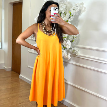 Vestido Midi oversize de alças Laranja