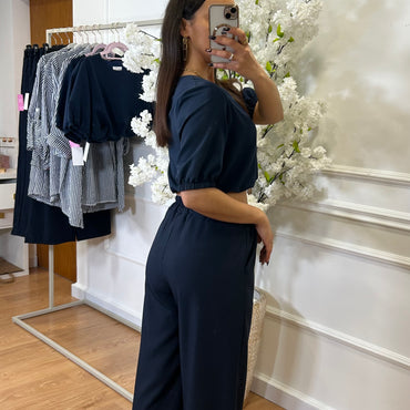 Crop top azul marinho