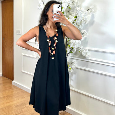 Vestido Midi com alça larga Preto