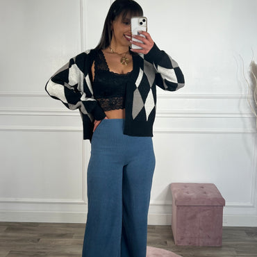 Cardigan Losangos cinza