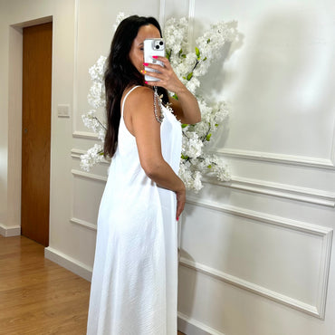Vestido oversize de alças Branca