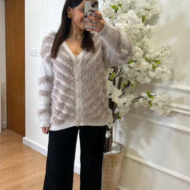 Cardigan com Pelinho fofo em Taupe