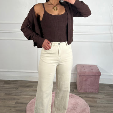 Calça Wide Leg Bege REDIAL