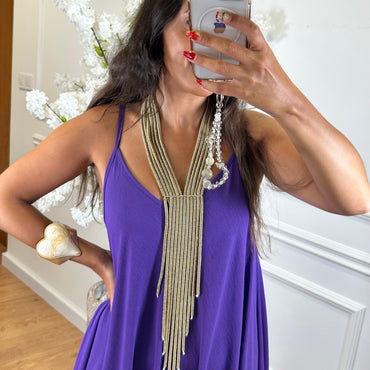 Vestido oversize de alças Roxo