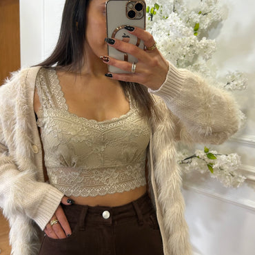 Cardigan com Pelinho fofo em Bege