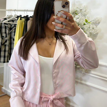 Camisa riscas rosa
