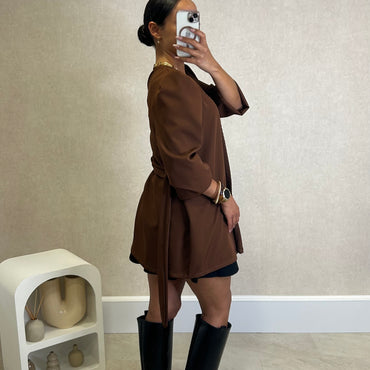 Blusa/Blazer Acetinado Castanho