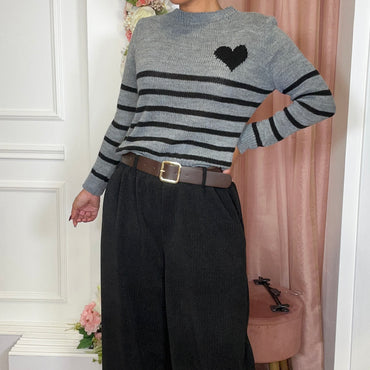 Camisola malha com Coração em Cinza