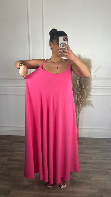 Vestido oversize de alças Rosa