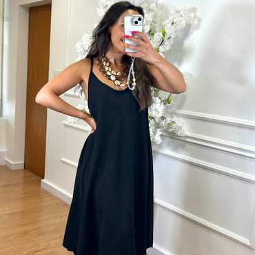 Vestido Midi oversize de alças Preto