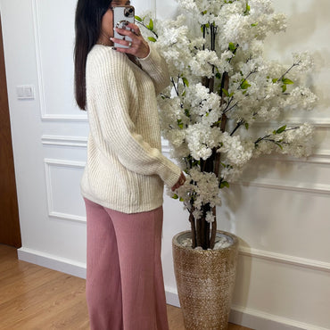 Cardigan Bege com botoes revestidos