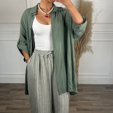 Pantalona riscas verde tropa
