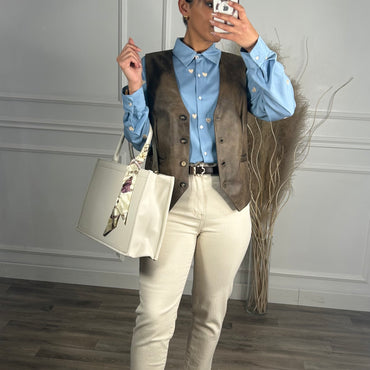 Calça Redial Mom Jeans Bege Pigmentadas