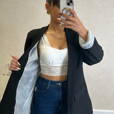 Blazer com Forro Listrado Preto