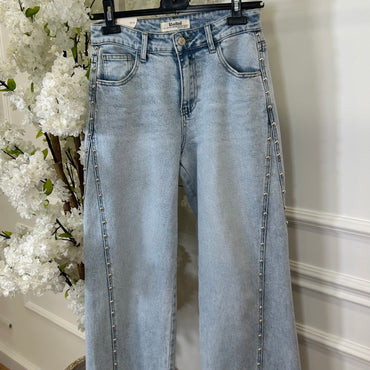 Calça de Ganga Wide Leg REDIAL com tachas