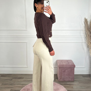 Calça Wide Leg Bege REDIAL