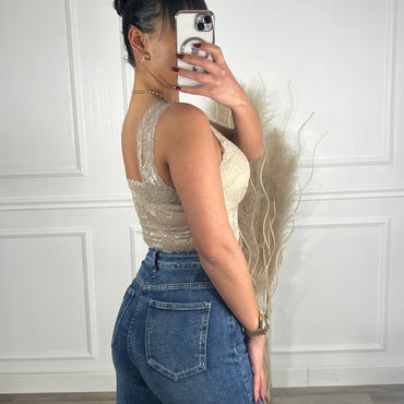 Bralette Rendada Bege