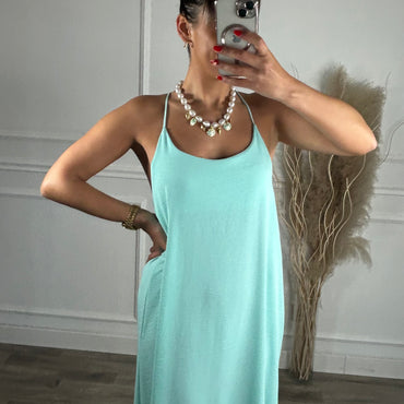 Vestido de Alças Cruzadas Verde água