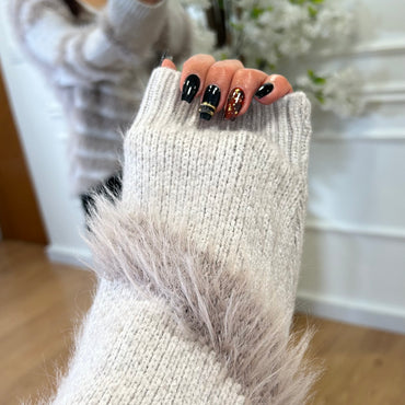 Cardigan com Pelinho fofo em Taupe