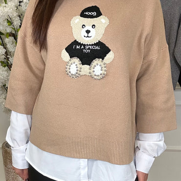 Camisola malha Urso Camel