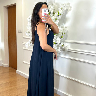 Vestido oversize de alças Azul Marinho
