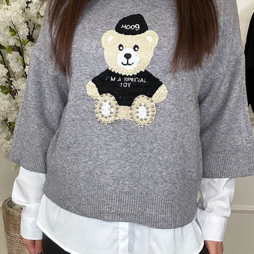 Camisola malha Urso Cinza