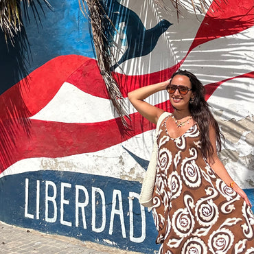 Vestido de Algodão estampado Castanho