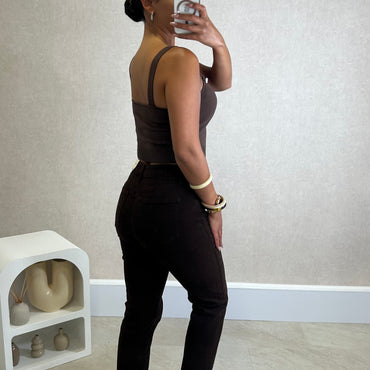 Calça Redial Mom Jeans Castanha