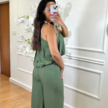 Conjunto Top + Pantalona Verde Seco