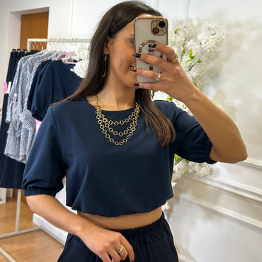 Crop top azul marinho