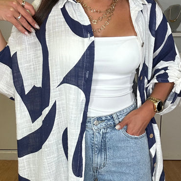 Camiseiro Azul Marinho com padrão de algodao