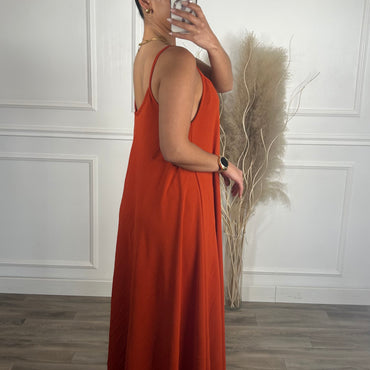 Vestido oversize de alças Tijolo