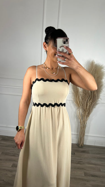 Vestido Com Onda Bege