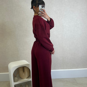 Conjunto Blusa com botões dourados+ Pantalona Bordeaux