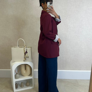 Blazer com Forro Listrado Bordeaux