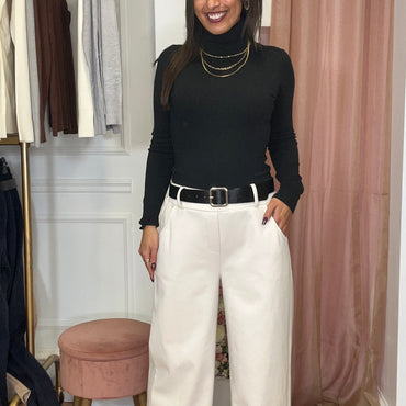 Calça Pele de Pêssego com cinto Perola