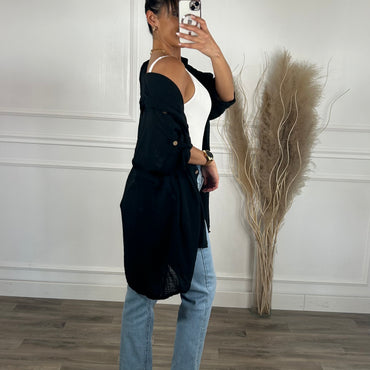 Camiseiro Preto de algodão Médio