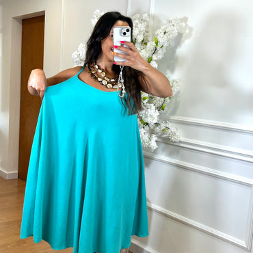 Vestido Midi oversize de alças Azul